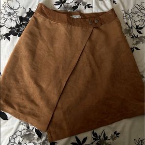 Tan/Brown Suede Asymmetrical Mini Skirt